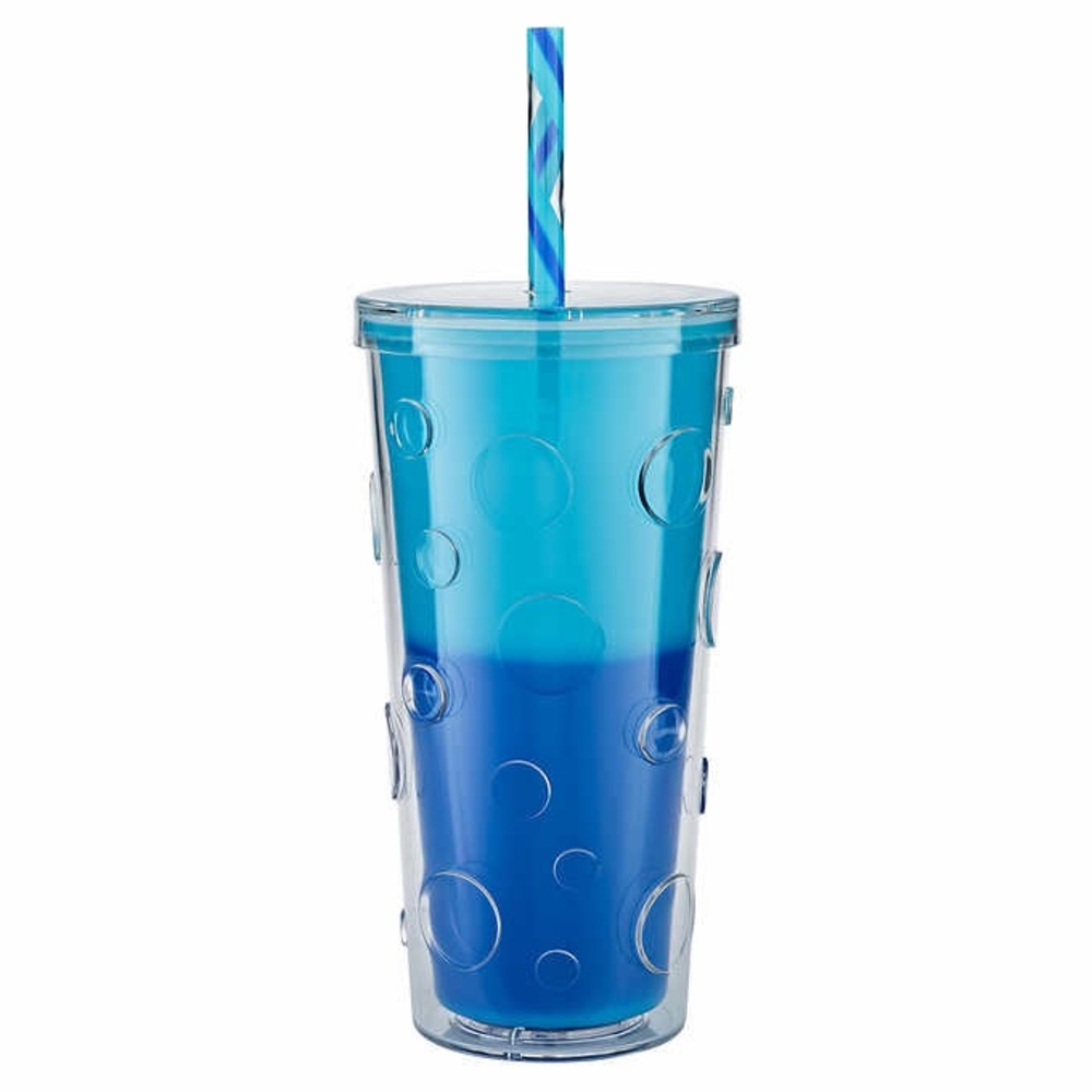 Color changing tumbler with straw